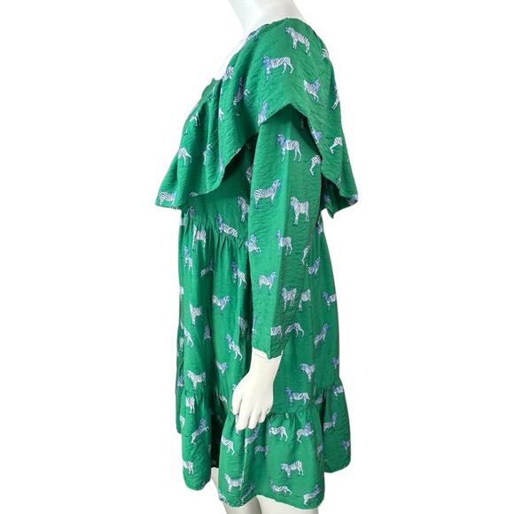 Michelle McDowell Mini Dress Size Medium Zebra Novelty Print Artsy Babydoll - Picture 5 of 9